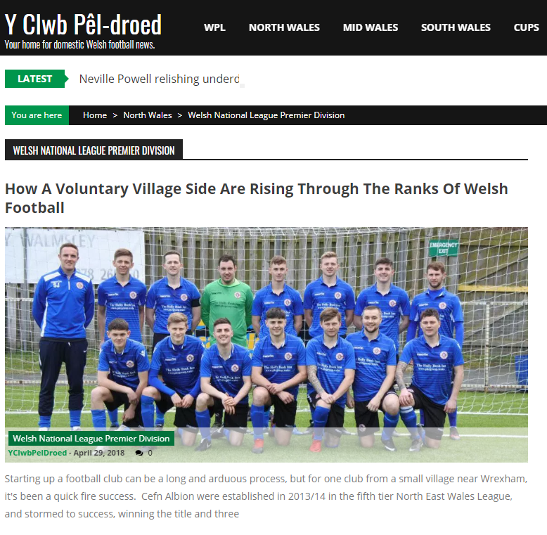 Albion feature on Y Clwb Pêl-droed