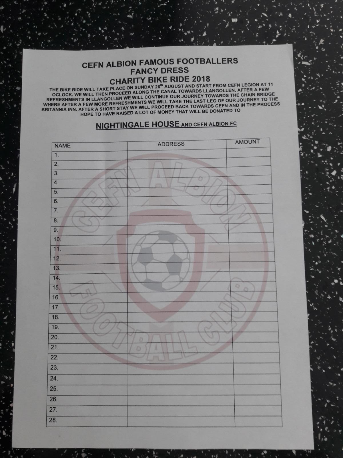 Sponsored Bike Ride Update